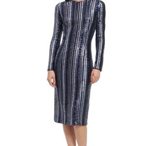 Maggy London Navy Sequin Midi Dress